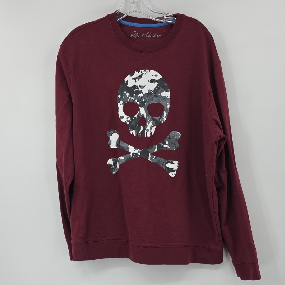 Robert Graham Maroon Skull Graphic Sweatshirt Men's Size Size S